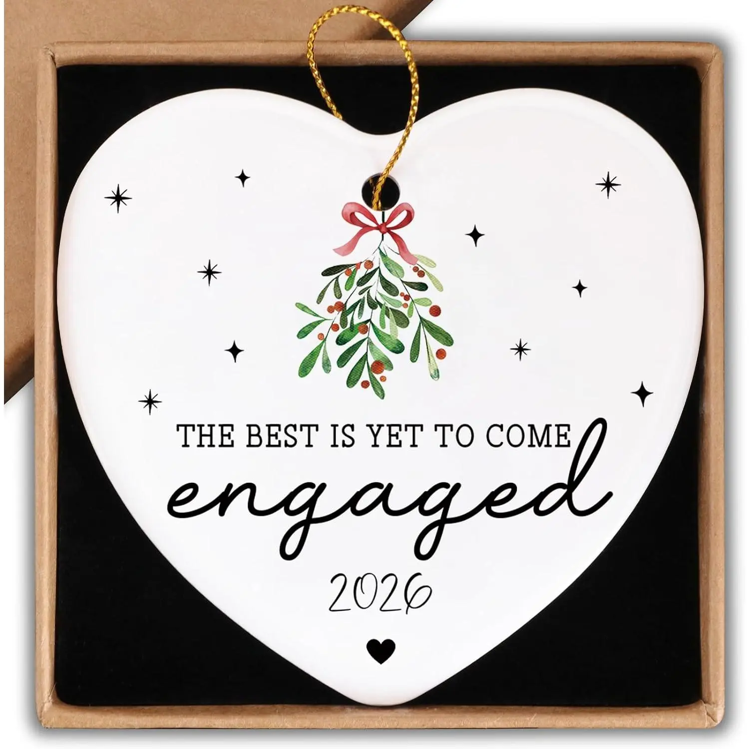 Engagement Party Decorations Gifts for Couples Christmas Ceramic Ornament  Sign Heart Plaque  is Yet to Come Fiance Engaged Gifts for Women Her Engagement Christmas Ornament 2026