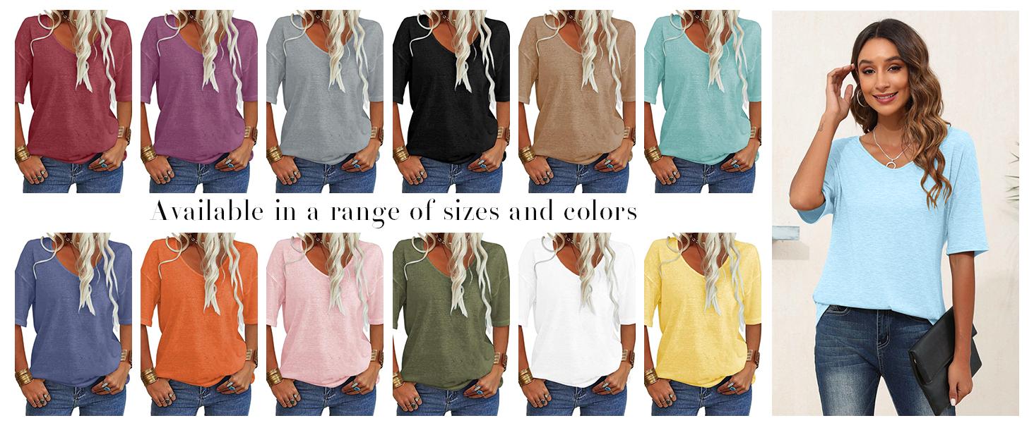 PiePieBuy Women's Women Soft V Neck Tshirt Half Sleeve Lightweight Solid Color Loose Fit Minimalist Top Casual Comfortable Simple Womenswear shirts PiePieBuy Women's Women Soft V Neck Tshirt Half Sleeve Lightweight Solid Color Loose Fit Minimalist Top Casual Comfortable Simple Womenswear shirts