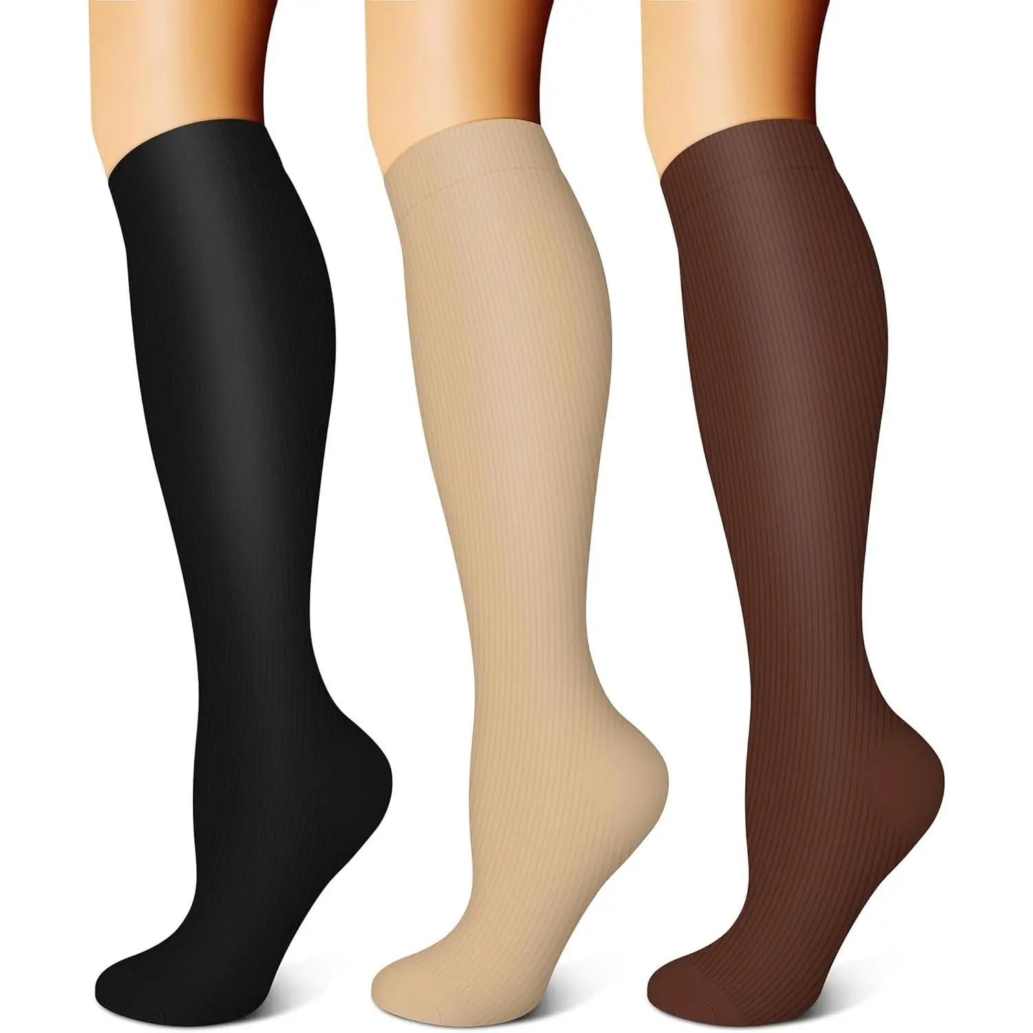 Copper Compression Socks (3 Pairs) 15-20 mmHg Circulation is Best Athletic & Daily for Men & Women, Running, Climbing