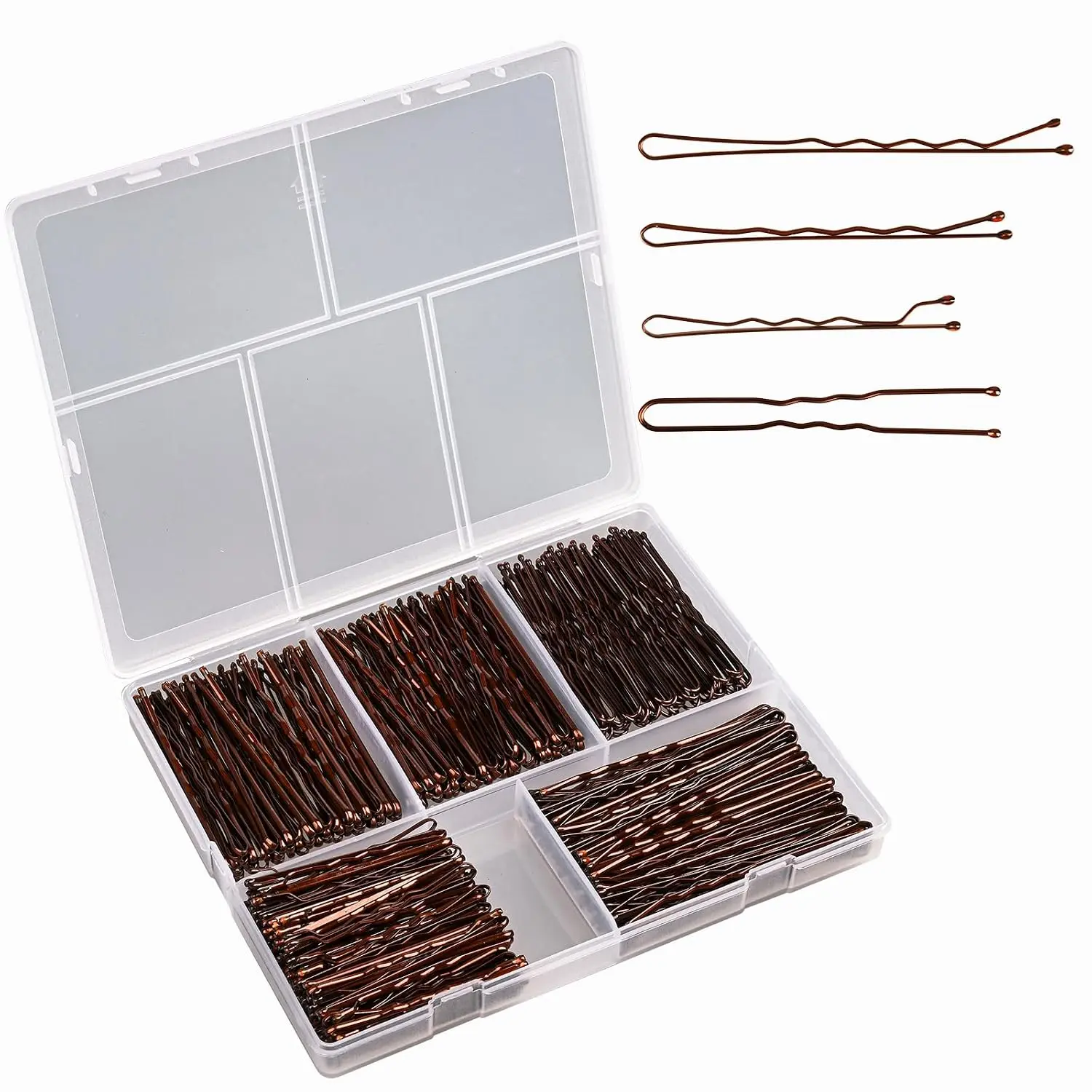 300 Pack Brown Bobby Pins, Bun Hair Pins, U Shaped Hair Pins for Women Girls to Bun and Updo Styling,  Bobby Pins Kit With Storage Box Suitable for  Hair Types