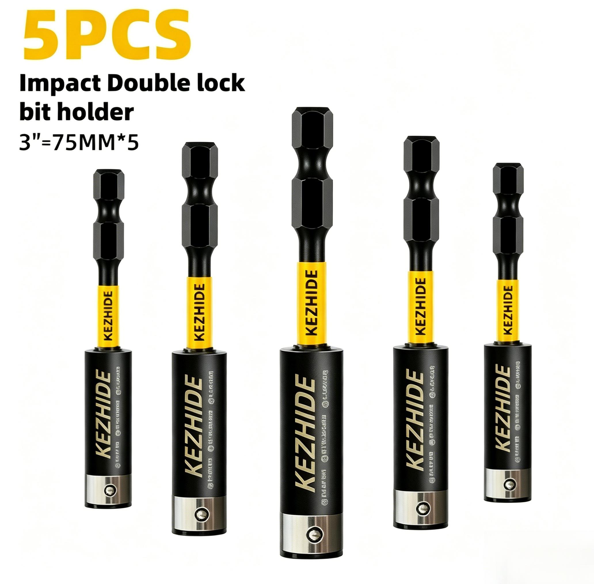 Kezhide Size:5PCS 3Inches Impact Magnetic Screwdriver Bit Holders, S2 Alloy Steel Hex Shank Extension Socket Drill Bit Holder