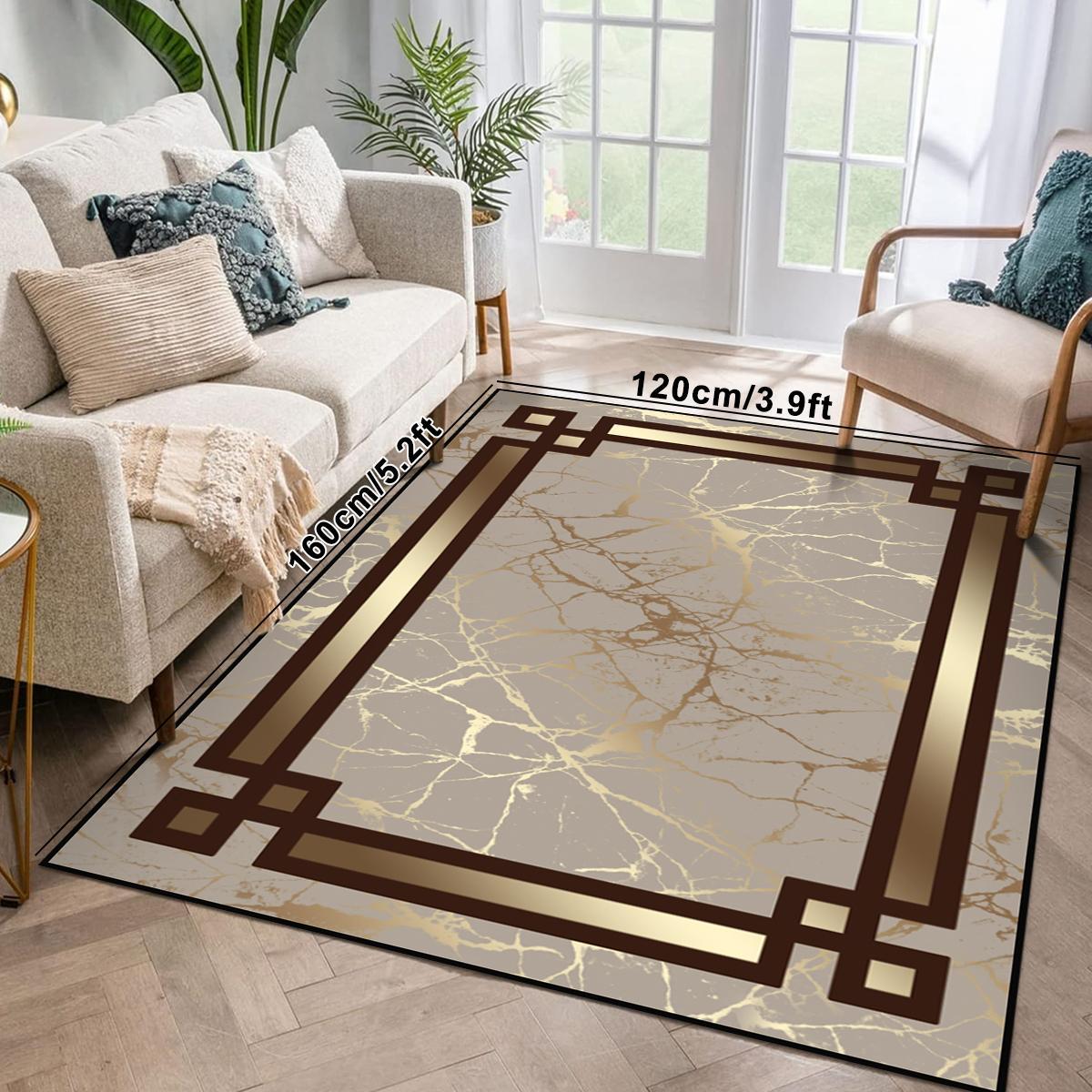 Marble Pattern Floor Mat, Non-slip Soft Decorative Modern Area Rug, Fashionable Home Decor Carpet for Living Room & Bedroom