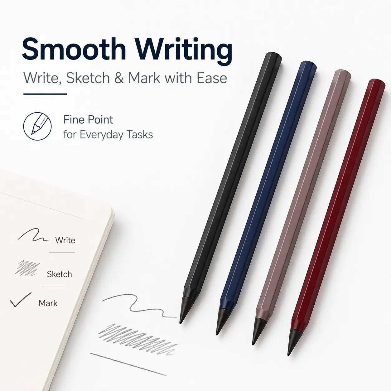 Durable metal eternal affordable set, never sharpened eternal inkless pencil, eternal inkless magic pen, perfect for sketching, painting, writing, school office supplies, Stationery Writing Tools (2 pencils+20 pen tips)