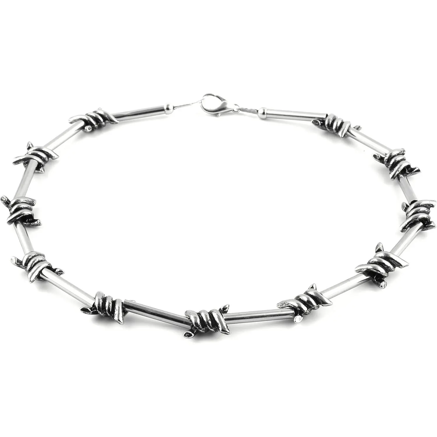 Men's Punk Gothic  Alloy Barbed Wire Necklace 20 Inch
