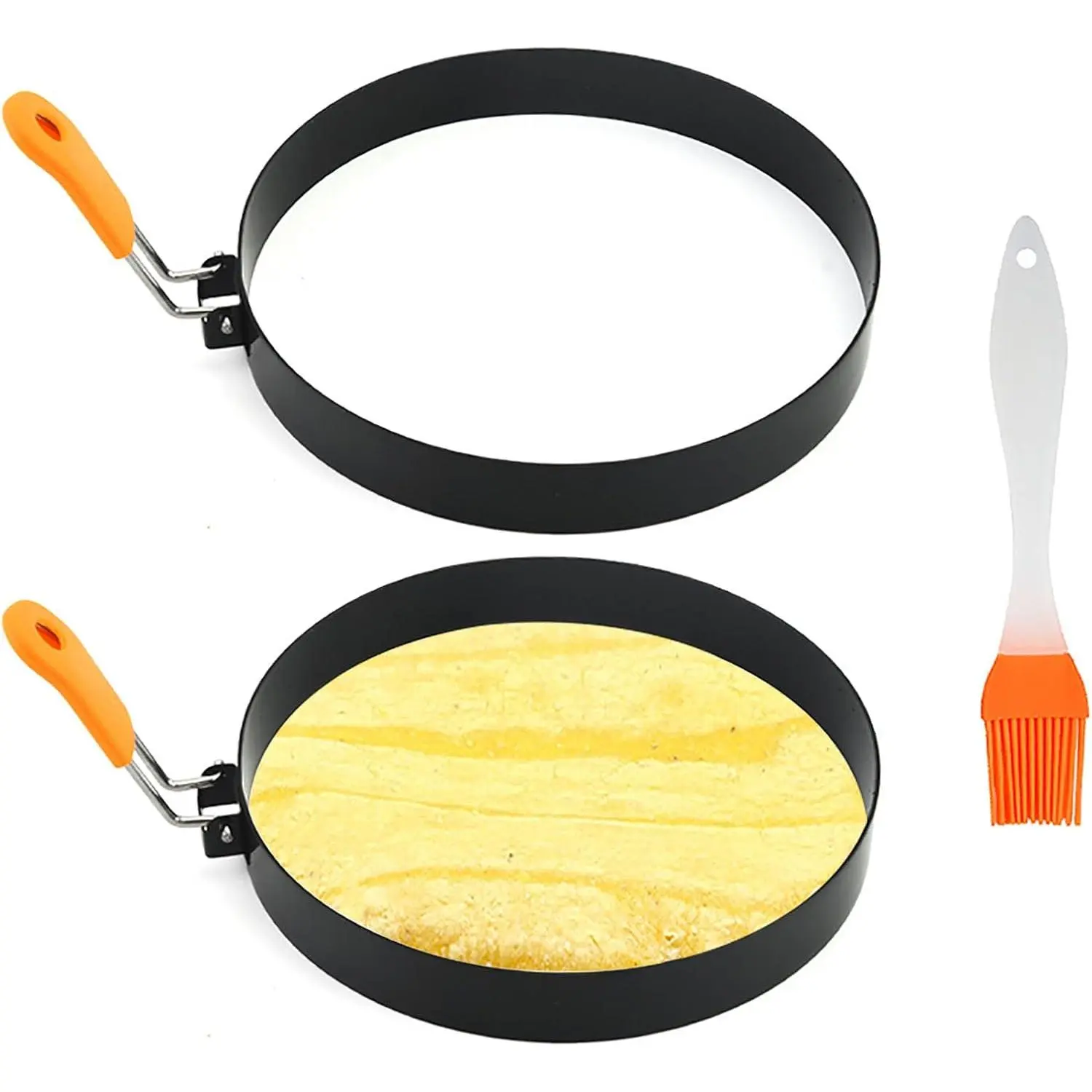 Egg Rings 2 Pack 6" Pancake Mold Nonstick Round Pancake Egg Mold with  Handle Stainless Steel Frying Eggs Ring for Griddle Sandwich Eggs English Muffin Pancakes Burger Breakfast