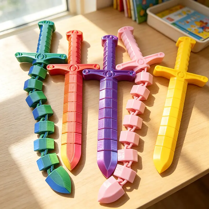 3D Printed Unisex Expandable Bendable Whip Sword Fidget Toy, Transformable Stretch Chain Sensory Fidget Toy, Novelty Stress Relief Gift for Kids (3D Printed Stuff for Leisure & Indoor Recreation)