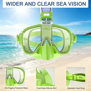 Adult Snorkel Mask with Nose-Breathing Feature - 180° Panoramic View, Anti-Fog & Leak-Proof Design, with a mount - Comfortable Silicone Straps for Swimming, Snorkeling - Snorkeling Gear for Adults