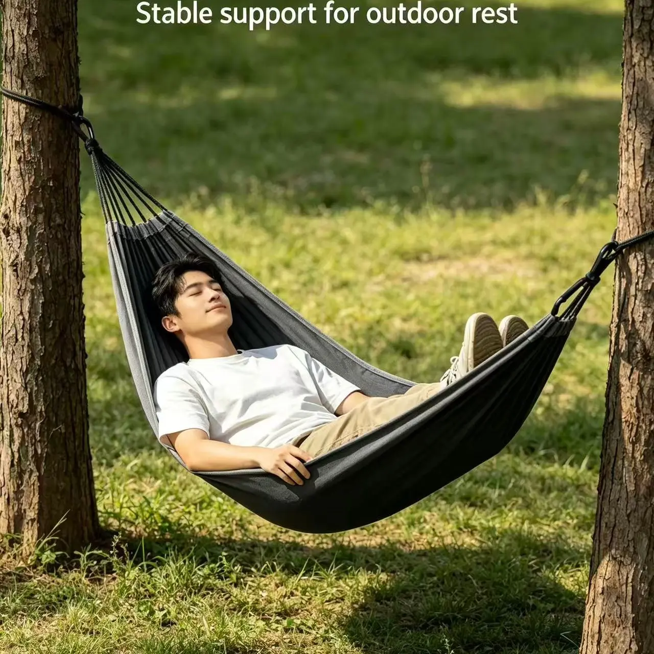 Outdoor Spring Polyester Hammock, Colorblock Single and Double Person, Camping Cycling Indoor Leisure Swing Bed, Batch Number Wx20260325