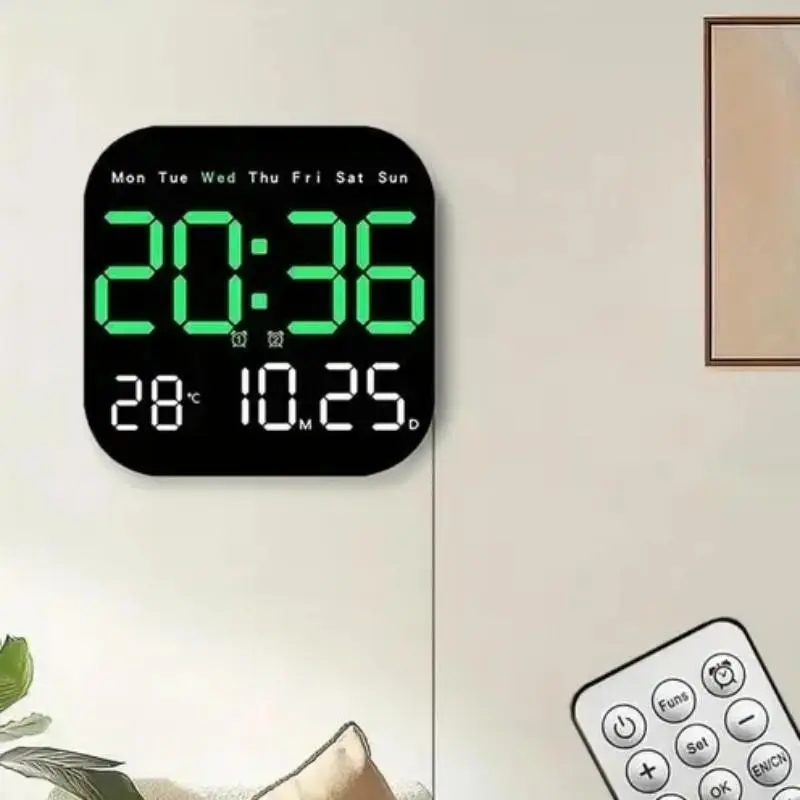 Intelligent Large Screen Digital Wall Clock, Remote Control, LED Display, Calendar, Time, Temperature, Valentine's Day Gift, Home Decor