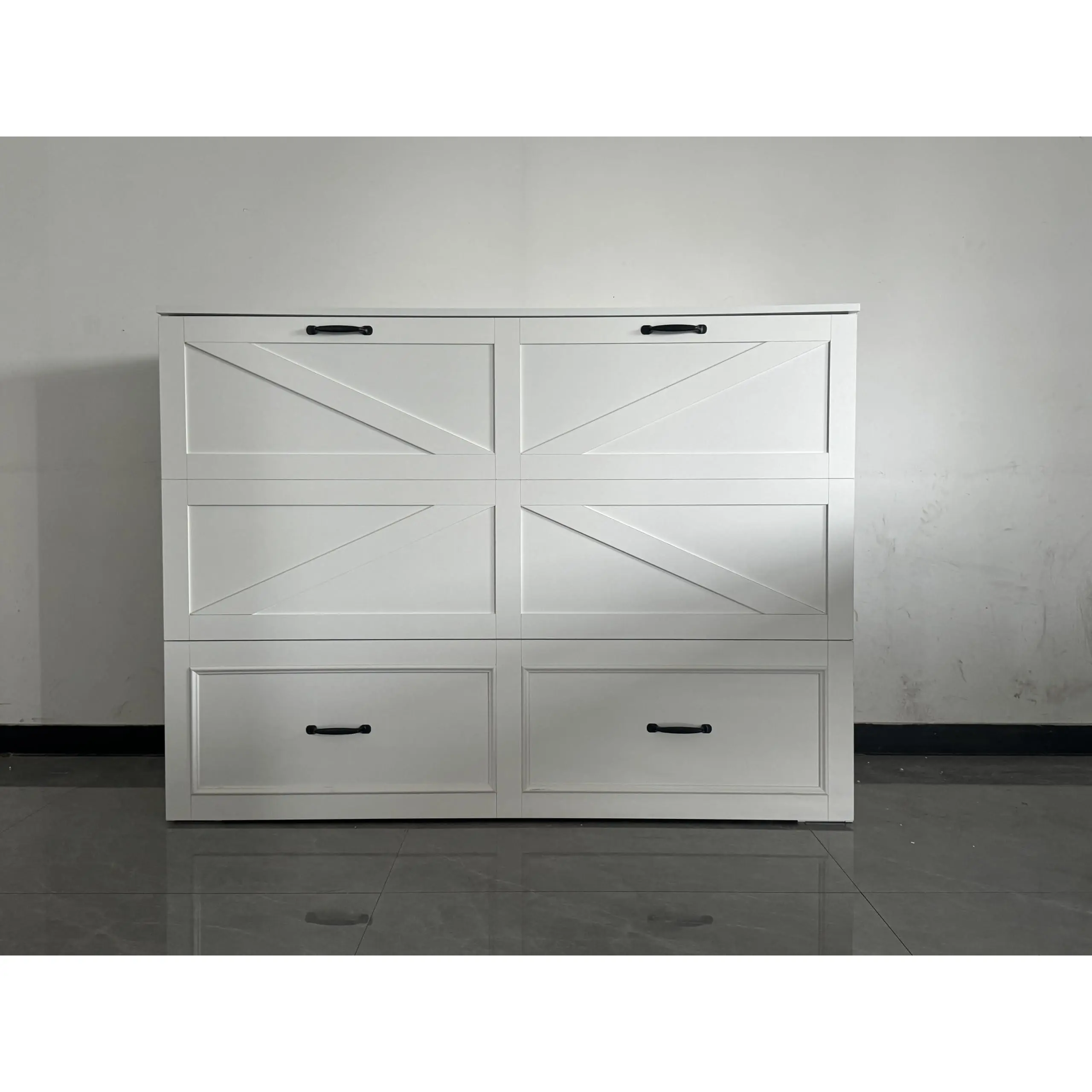 GAOMON Queen U.S. Murphy Bed Frame with Integrated Storage Space and Built-In Charging Station for Living Area Space Utilization and Convenience