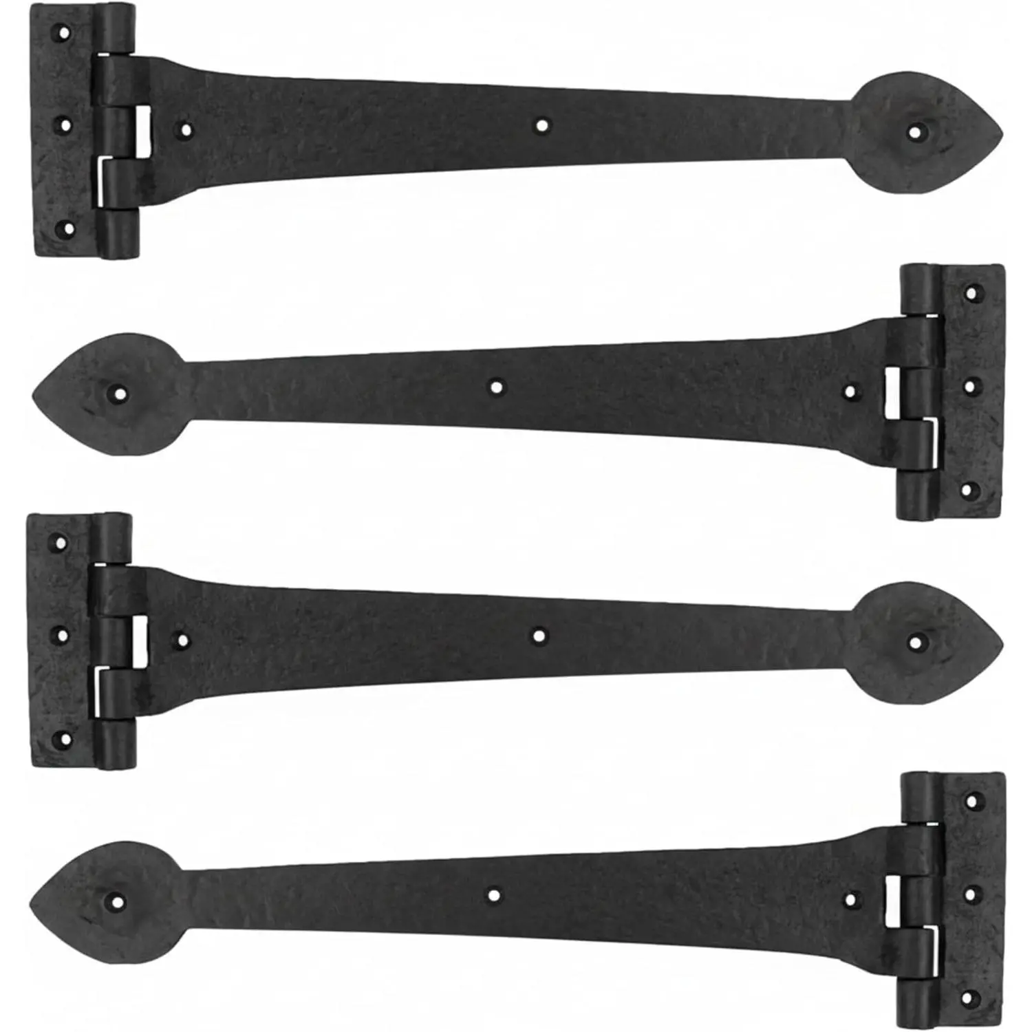 2 Pack 15 Inch Heavy-Duty T-Shape Strap Hinge with Screw Black Powder Coated Wrought Iron Spade Tip Strap Door Gate Hinges for Shed Barn Fence Blind Shutter Wood Frame Doors (Classic Style)