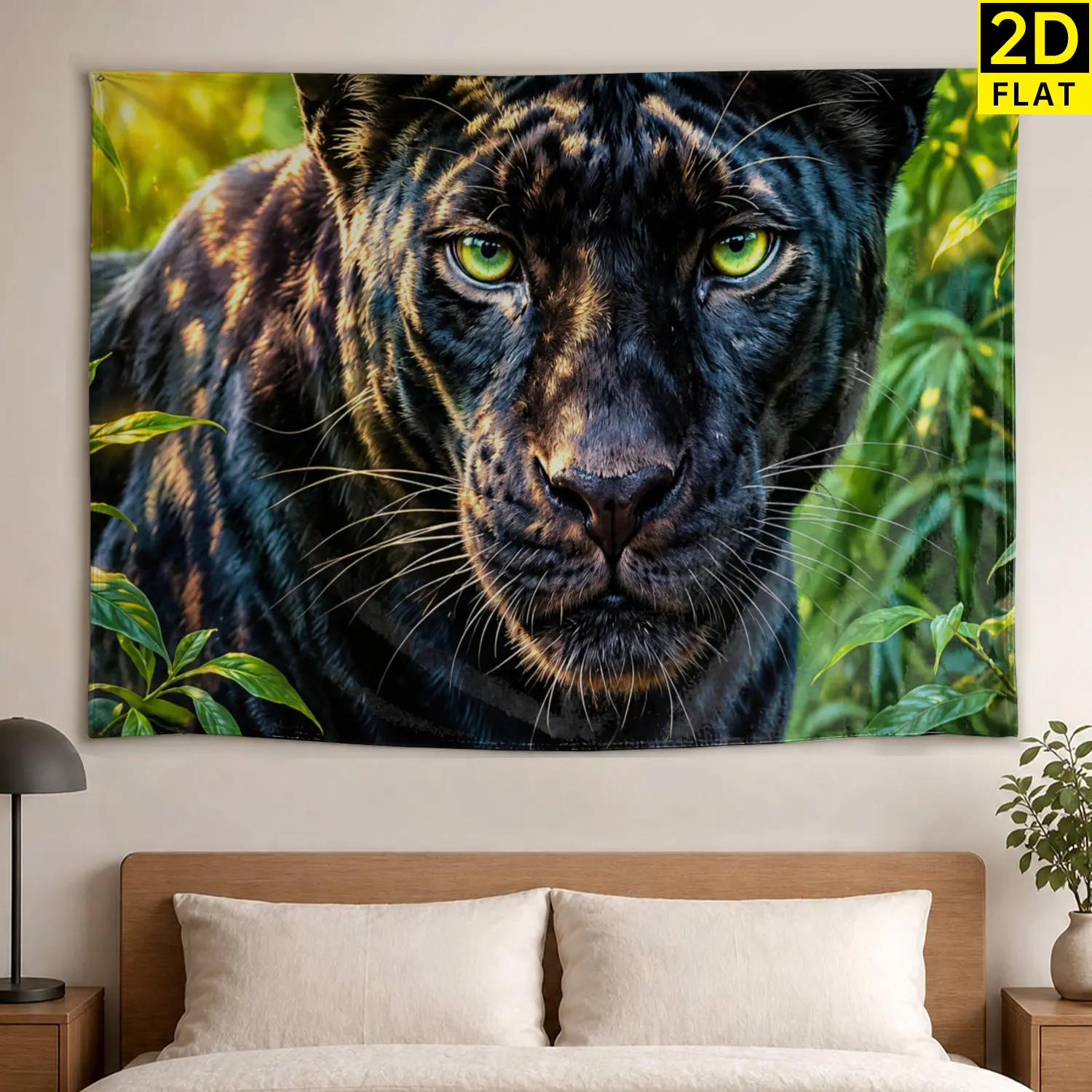Black Panther Jungle Wildlife Wall tapestry,Large size Printed Horizontal Tapestry blanket,Polyester Fabric Wall Hanging for living room,bedroom,No Installation Required,Indoor,Outdoor,Gift for Family and Friends