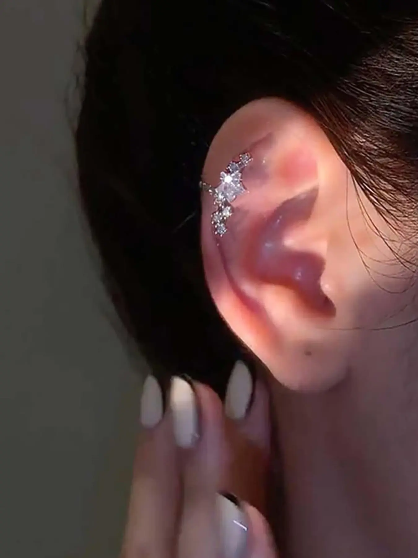 Mini Star Clip Earrings, Cubic Zirconia Pentagon Design, Fashionable Elegant Jewelry, No Piercing, Comfortable Wear, All Seasons