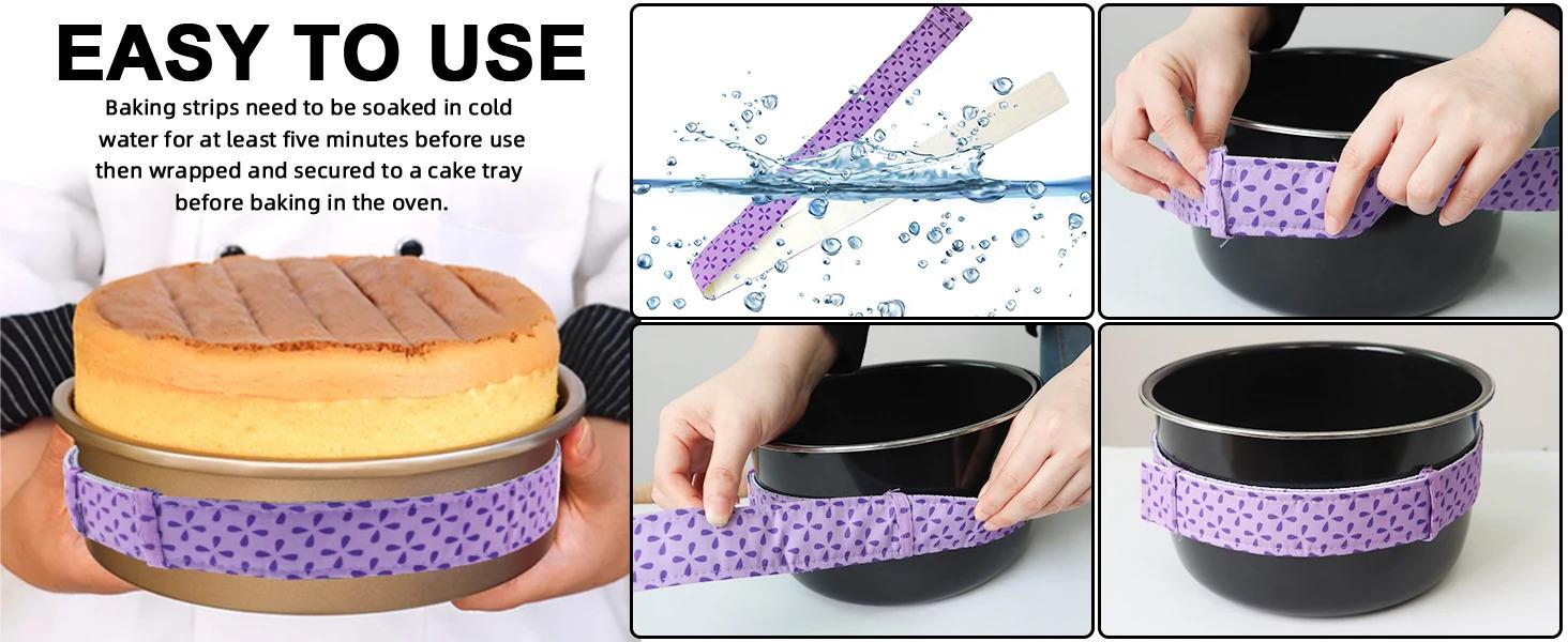 Cake Strips for Even Baking, Cake Pan Dampen Strips, Super Absorbent Nylon to Keeps Cake More Level (2 Pack)