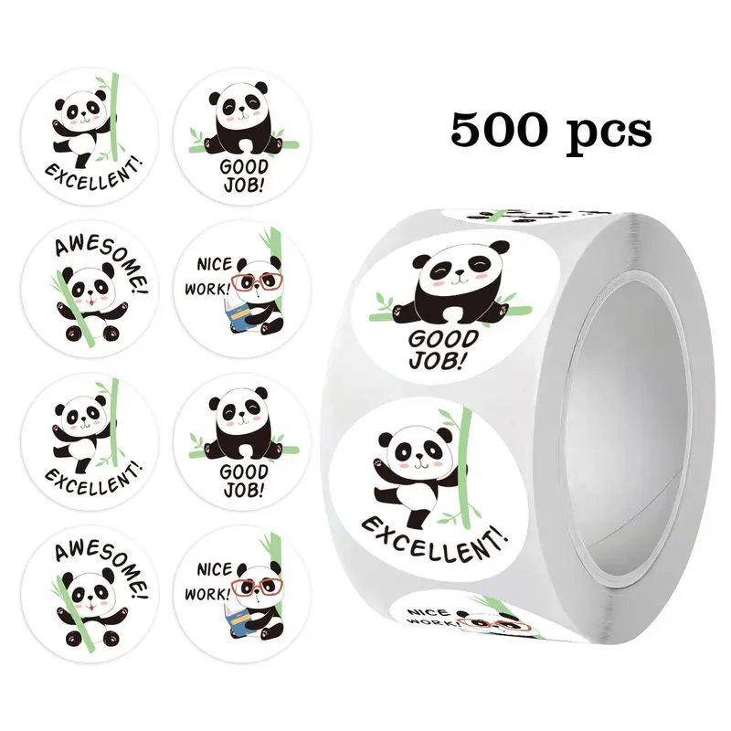 Back-to-School Reward Stickers for English Teachers, Cartoon Stickers to Encourage Learning, Creative Cute Panda Sealing Stickers, Teacher Supplies