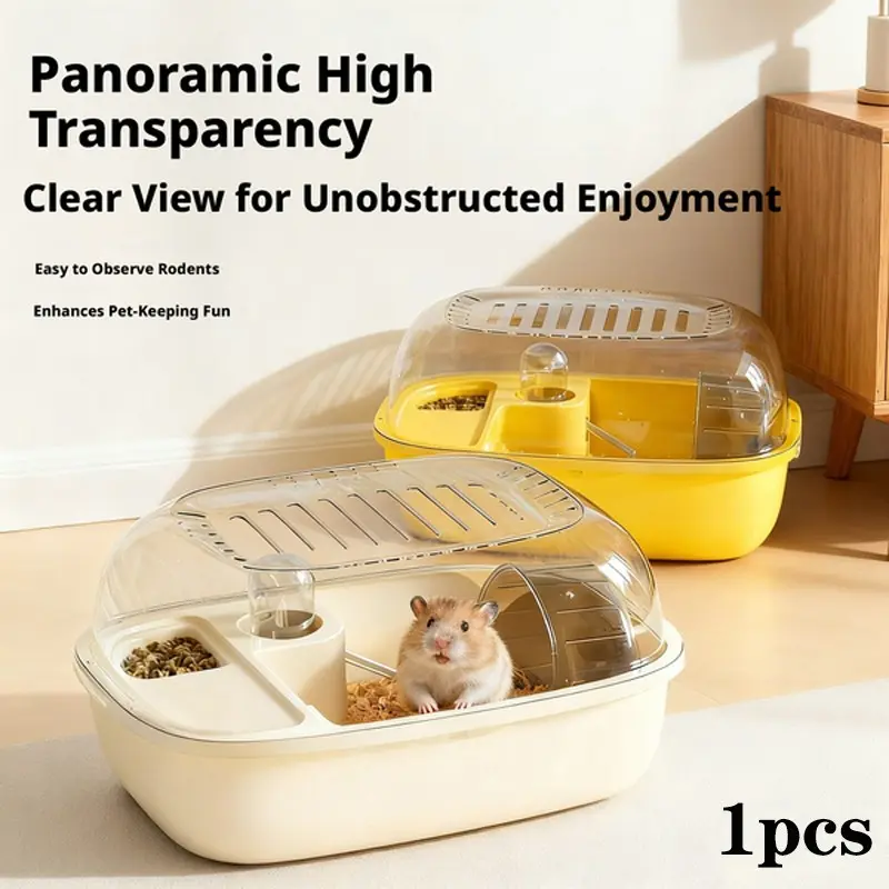 Portable Acrylic Hamster Cage, Large Space Easy Clean Pet Enclosure, Luxury Panoramic View Small Animal Habitat, Convenient Carry-All Design