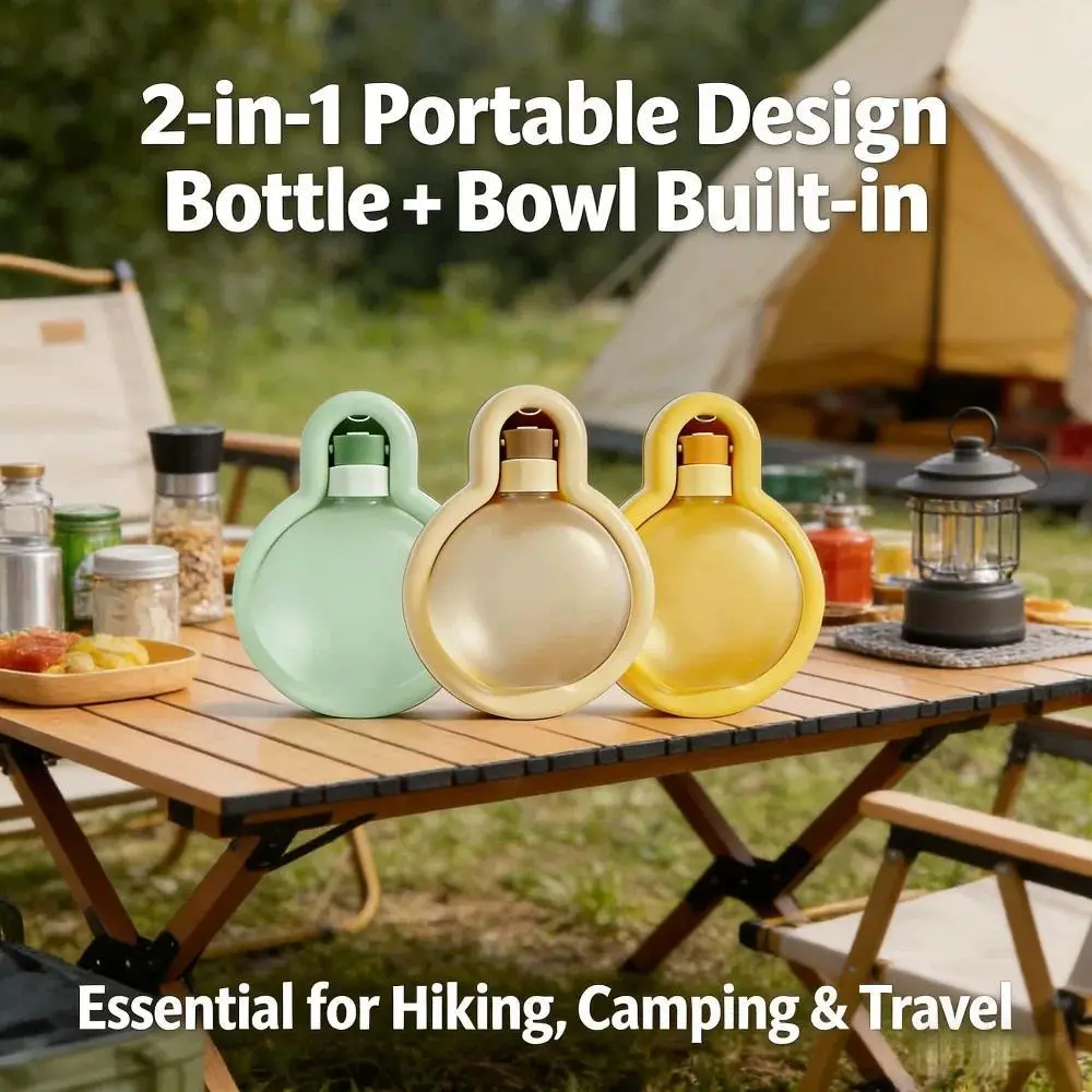 500ml Portable Pet Water Bottle Leakproof Foldable Dog Cat Travel Dispenser with Built-in Bowl for Hiking BPA Free for Any Size
