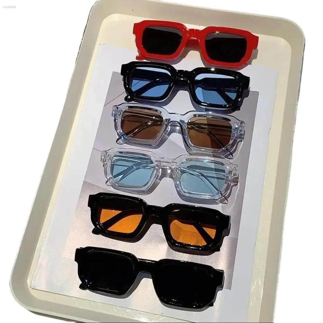 6 Pack Rectangle Sunglasses for Women & Men – Y2K Retro Fashion Sunglasses, UV400 Protection, Lightweight Comfortable Shades for Driving, Travel, Streetwear, Summer Outfits & Everyday Wear
