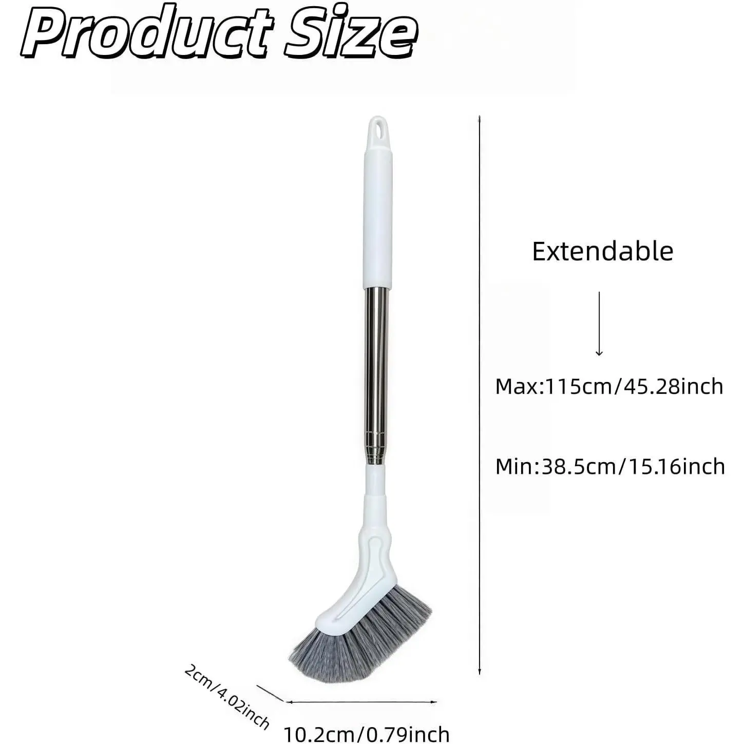 Telescoping Gap Cleaning Brush, L‑Shaped Corner Scrub Brush, Extendable 15‑45 Inch Long Handle Brush for Bathroom Floor Tile Ceiling