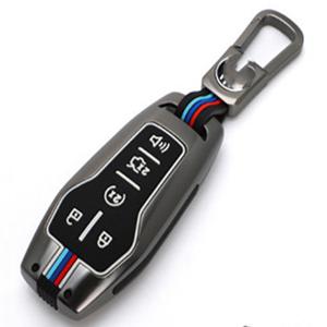 Zinc Alloy Car Key Cover Cases Compatible with Ford Edge Explorer F-150 F-250 Fusion Mondeo 5 Buttons with Fluorescent Tricolor Strip (Matte)