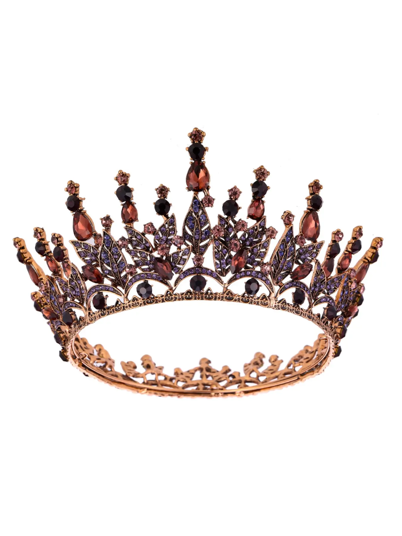European and American Retro Wedding Photo Studio Baroque Round Crown Hairpiece Bride Wedding Veil Large Tiara Headdress Accessories