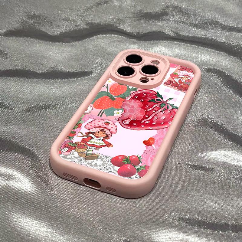 Strawberry Shortcake Pattern Phone Case, Soft Silicone, Fully Protected and Shockproof For iPhone 17 16 15 Pro Max 14 13 12 11 X Plus Air Pink Girl Mini Strawberry Shortcake Pattern Phone Case, Soft Silicone, Fully Protected and Shockproof For iPhone 17 16 15 Pro Max 14 13 12 11 X Plus Air Pink Girl Mini