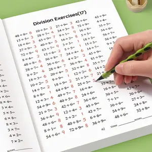 48-Page Multiplication and Division Practice Book, Handwritten Math Workbook, Educational Tool, School Arithmetic Book, New Condition