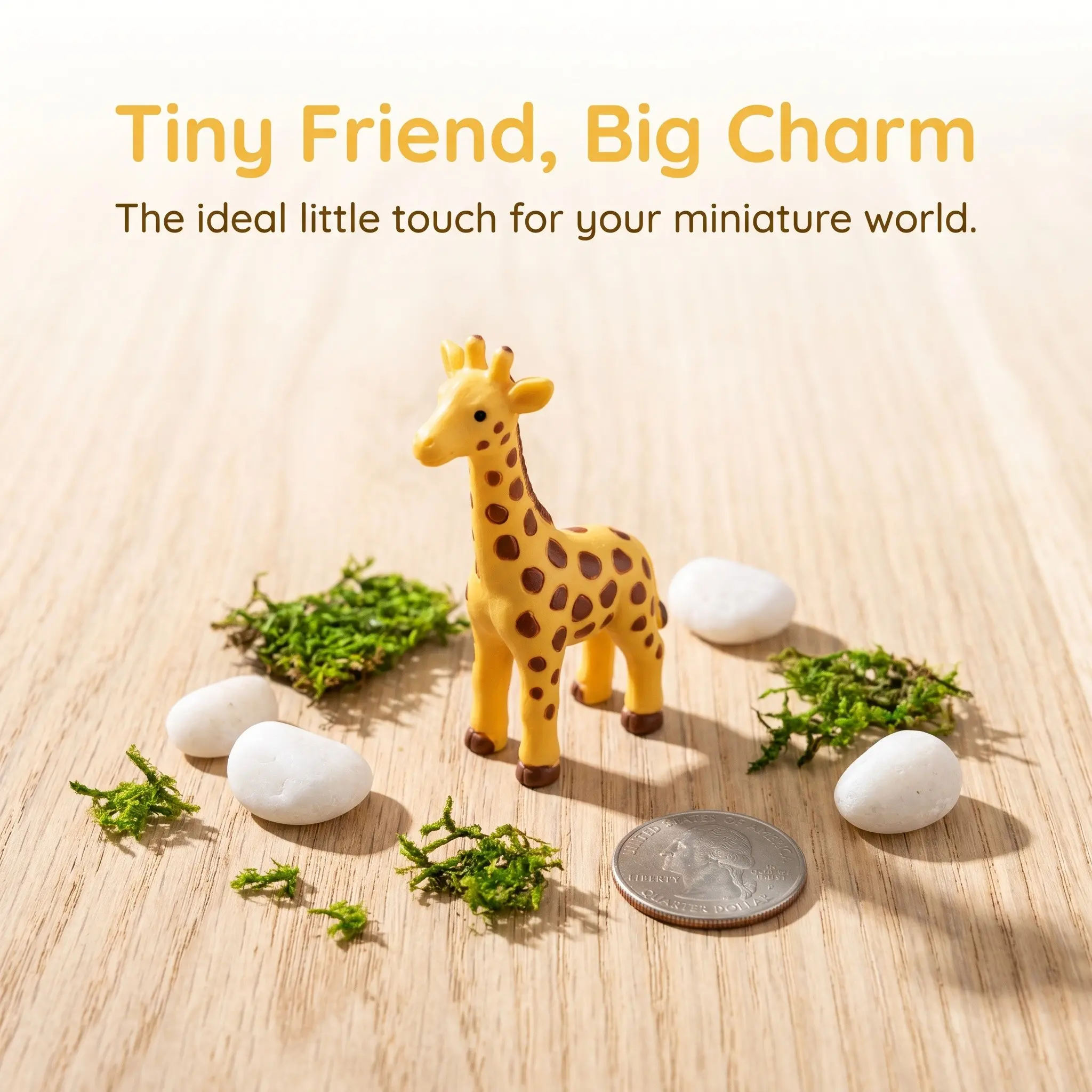 Mini Giraffe Resin Figurine, Cute Tiny Long Neck Animal Statue, Hand-Painted Micro Giraffe Collectible, Desk Decor for Office Shelf Home