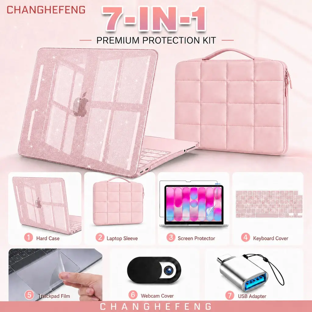 Nexabridge Macbook Neo Case 13 Inch 2026 A3404, Exact Fit Hard Shell, Scratch & Fingerprint Resistant, Sixteen Grid Puffy Bag, Keyboard Skin, Type C, Screen Film