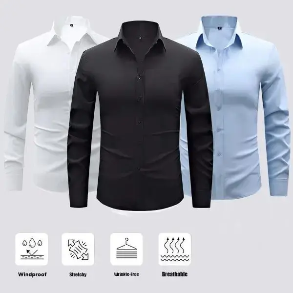 Men's Stain Sheild Business Casual Dress Shirts - Slim Fit Long Sleeve Button Down Shirt
