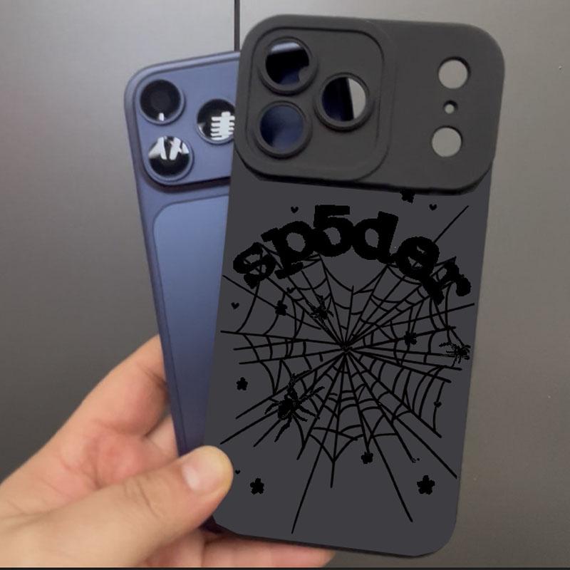 Dark Spider Web Design Black TPU Case for iPhone 11 12 13 14 Plus 15 16 E 17 Pro Max Air & Samsung S21 S22 S23 S24 S25 S26 Ultra Plus, Soft Full-Body Anti-Drop Protection, Unique Creative Gift