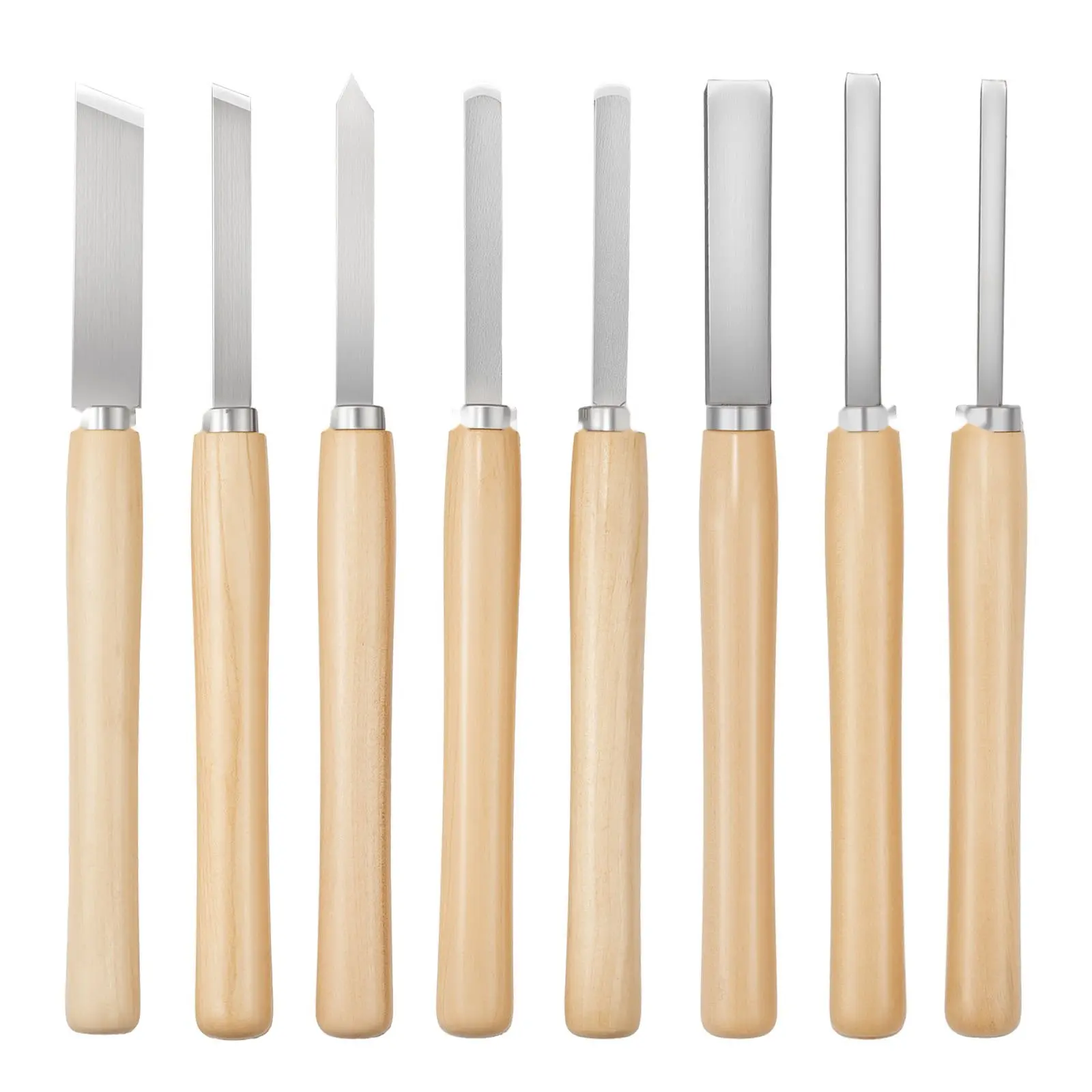 8-Piece Wood Lathe Chisel Set For Woodturning, High-Carbon Steel Blades With Beveled Edges, Precision Ground Tools For Lathe Finishing And Shaping, Durable Woodturning Chisels, Ideal For Beginners And Professionals