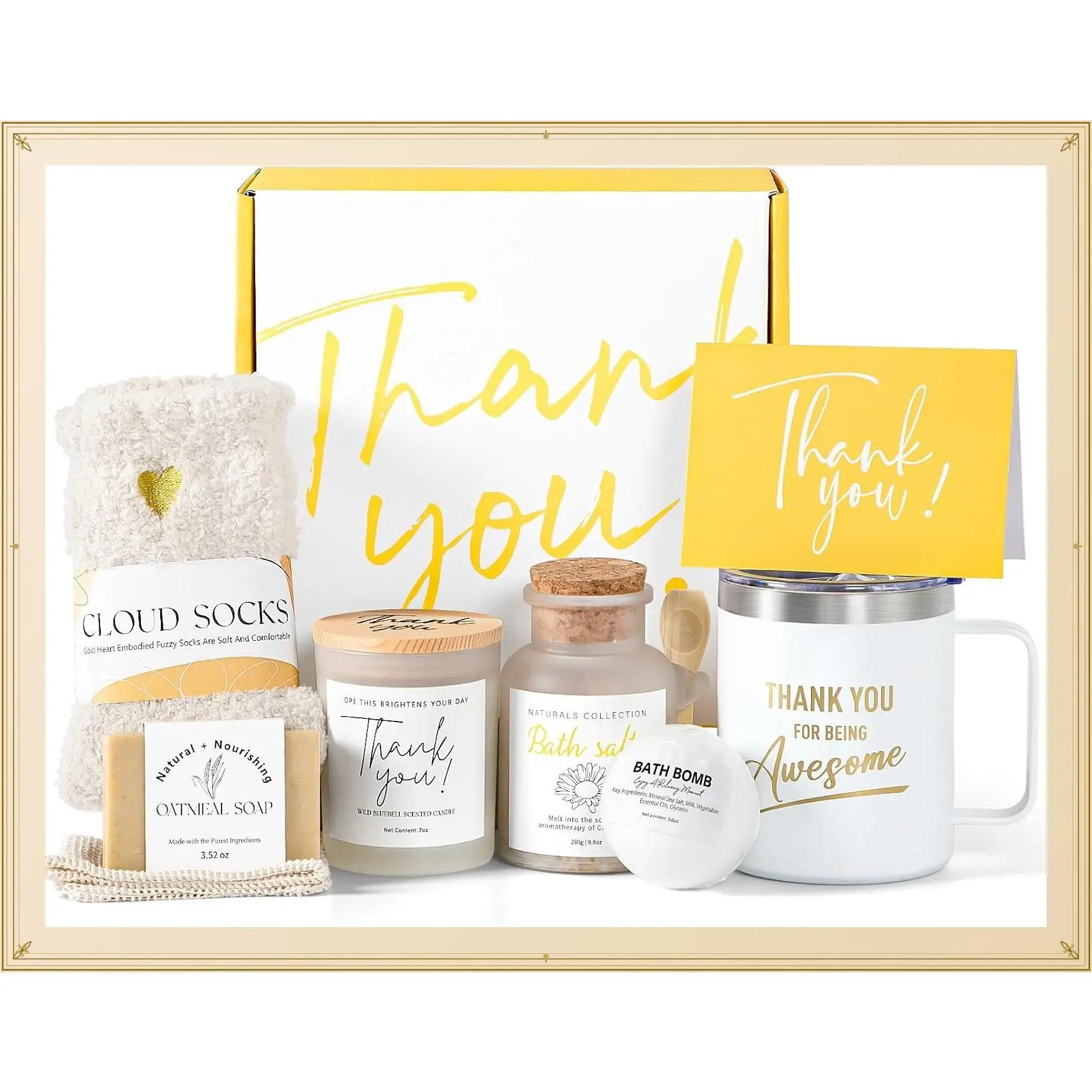 Thank You Gifts for Women, 8pcs Spa Gift Basket Set with Candle - Employee Appreciation Farewell Gifts for Coworkers, Teacher, Boss, Nurse, Mom, PastorGift