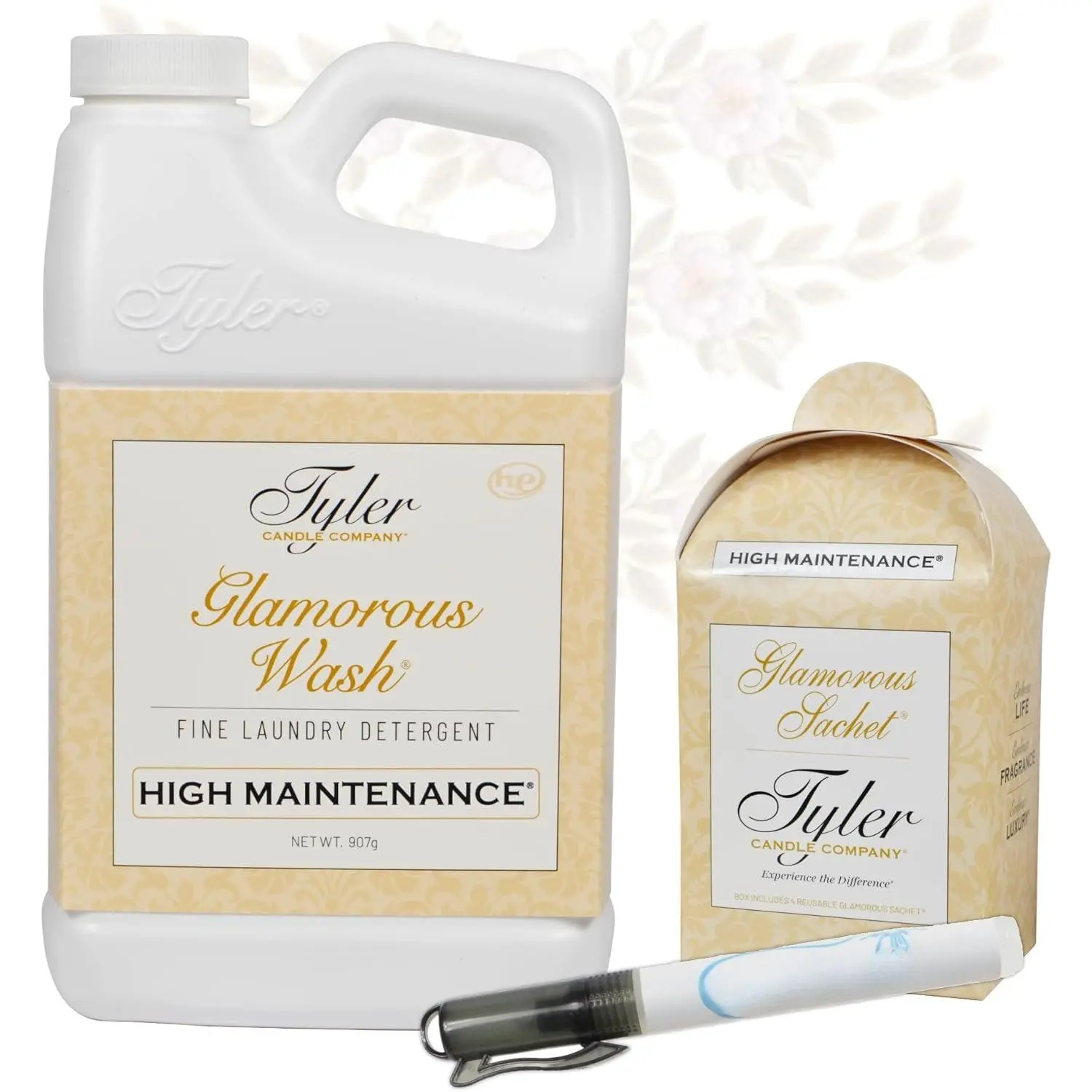 Tyler Glamorous Wash High Maintenance Fine Laundry Detergent with Stain Remover Pen and Dryer Sachets - Liquid Detergent Designed for Clothing - Hand & Machine - 32oz (High Maintenance)