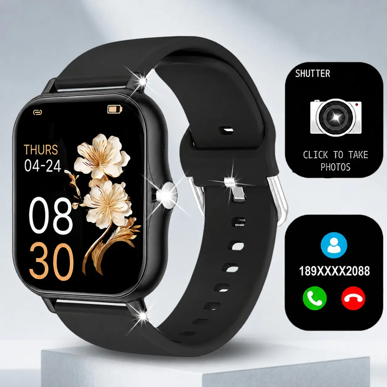 New Unisex Smartwatch, Wireless Calling, Message Alerts, Step Counter, Calorie Tracker, Multiple Sports Modes, Music Control, USB Charging