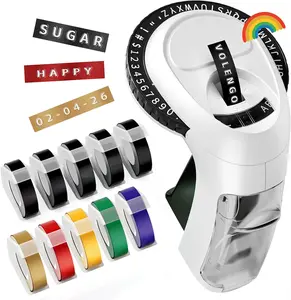 Embossing Label Maker Vintage Manual Embosser Old School Retro Label Maker With 10 Roll Color 3D Tapes For Scrapbook Junk Journal School DIY Crafts