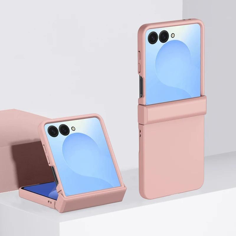 Fin Hinge Protective Solid Color Shockproof Folding Phone Case For Samsung Z Flip 7 6 5 4 3 ZFlip7 Flip6 Flip5 5G Hard PC Slim Cover