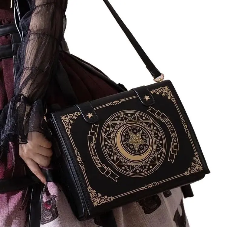 A Magical Book Crossbody  with a Detachable  Strap And Magnetic Flap Closure  Women. This Sweet New High-End Uniform Features a Geometric Pattern with a Comic Theme, Perfect  Students As a  Or Tote   Commuting SpringStatemen
