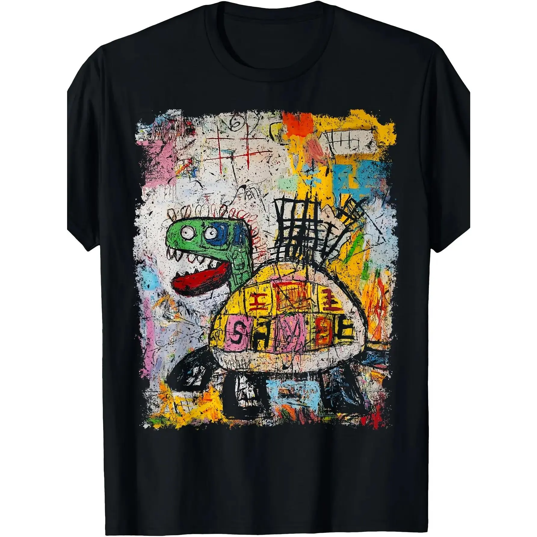 Pop Art Style Turtle S Graffiti T-Shirt Same Style for Men and Women 2026 Summer Short-sleeved Printed T-shirt 180G