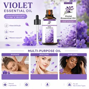 100ML Pure Organic Violet Essential Oil, Aromatherapy Gift Oil for Diffusers, Humidifiers, Soap, Candles, Perfume