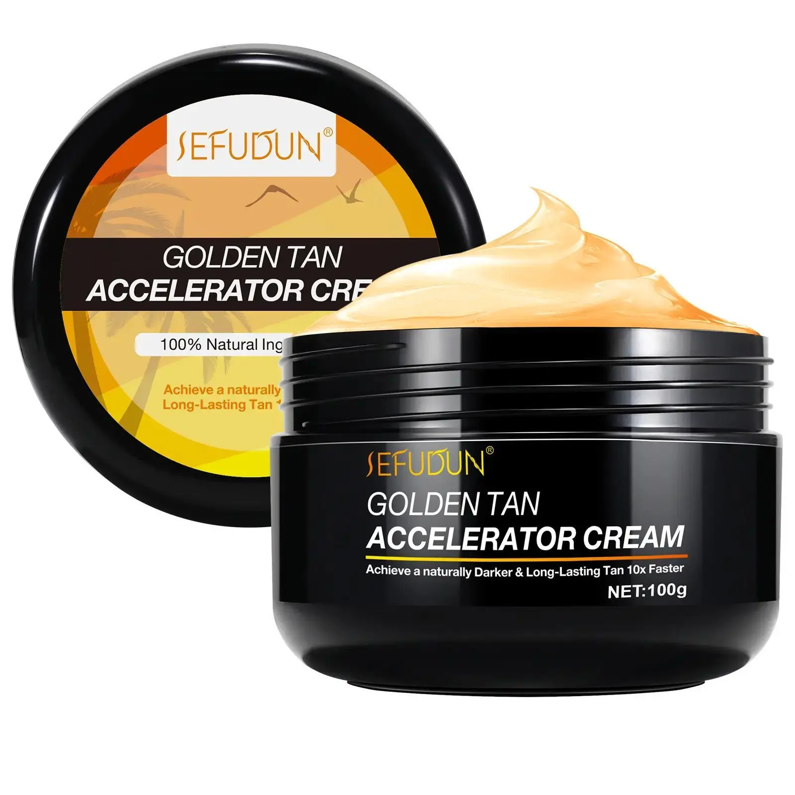 Sefudun Bronzing Gel Lotion, Body Balm for Tan, Bronze Color, Summer Beach Helper, 100g, Sunless Tanning Cream for Summer