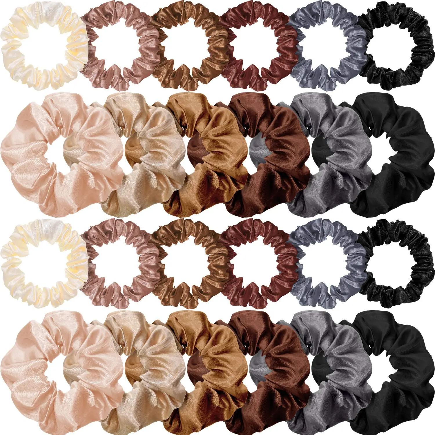 24 count Satin Hair Scrunchies Bulk Silk Elastic Hair Bands Ropes Ponytail Holder for Women Girls Accessories Decorations( Colors)