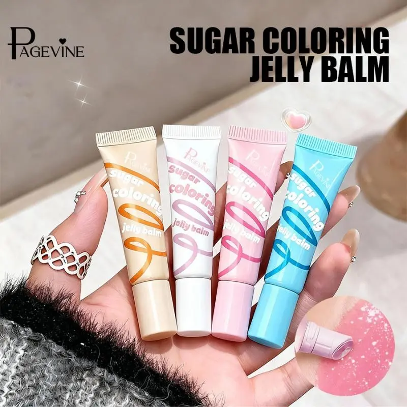 1PC Tinted Lip Jelly 4 Colors PAGEVINE Sugar‑Coloring Balm Light‑Tint Formula Long‑Lasting Hydrating Pastel Squeeze Tube For Date Natural‑Look Lip Cosmetic Gift