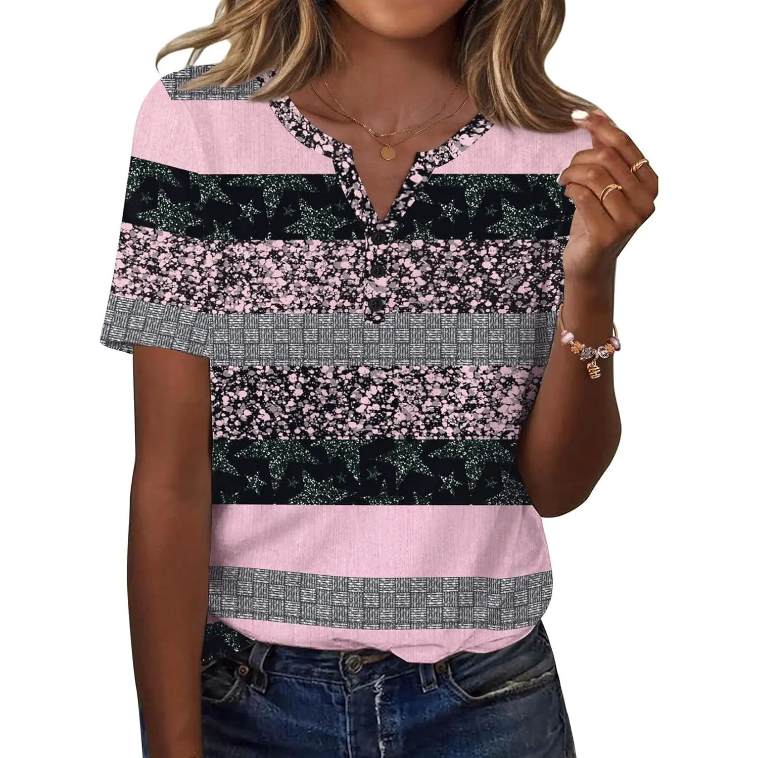 Womens Summer Tops Casual Short Sleeve V Neck Shirts Business Dressy Work Blouses
