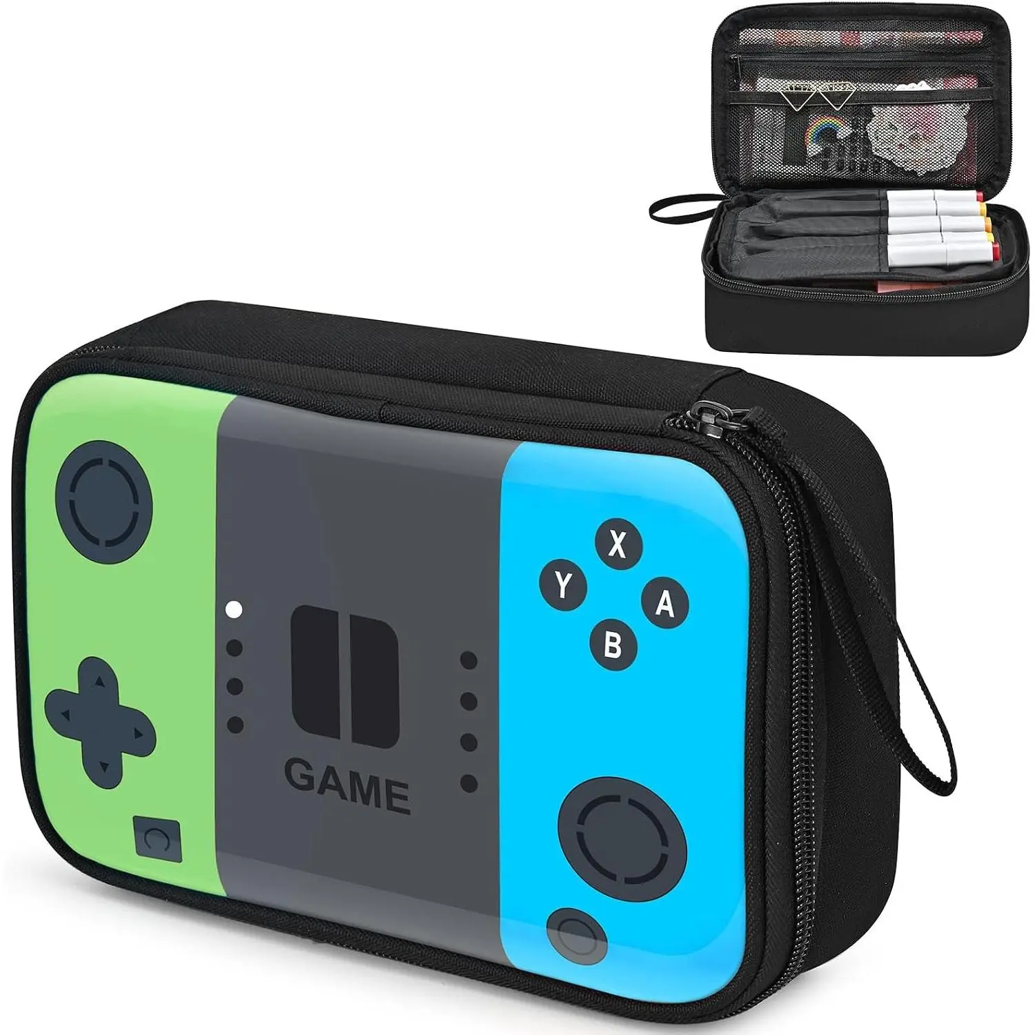 Large Gamer Pencil Case for Boys - Big Soft School Supplies Organizer with Zipper Compartment, Durable Wipeable Fabric, Easy to Clean, for Kids Grades 1-6Gift