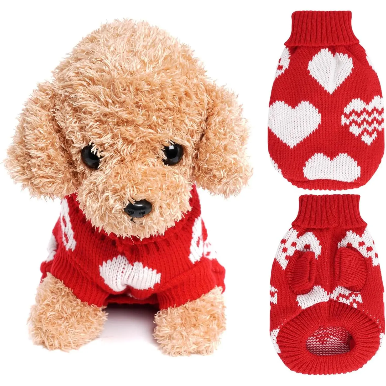 Knitted Sweater Heart Puppy Sweater  Sweaters Holiday Clothes or    Costume