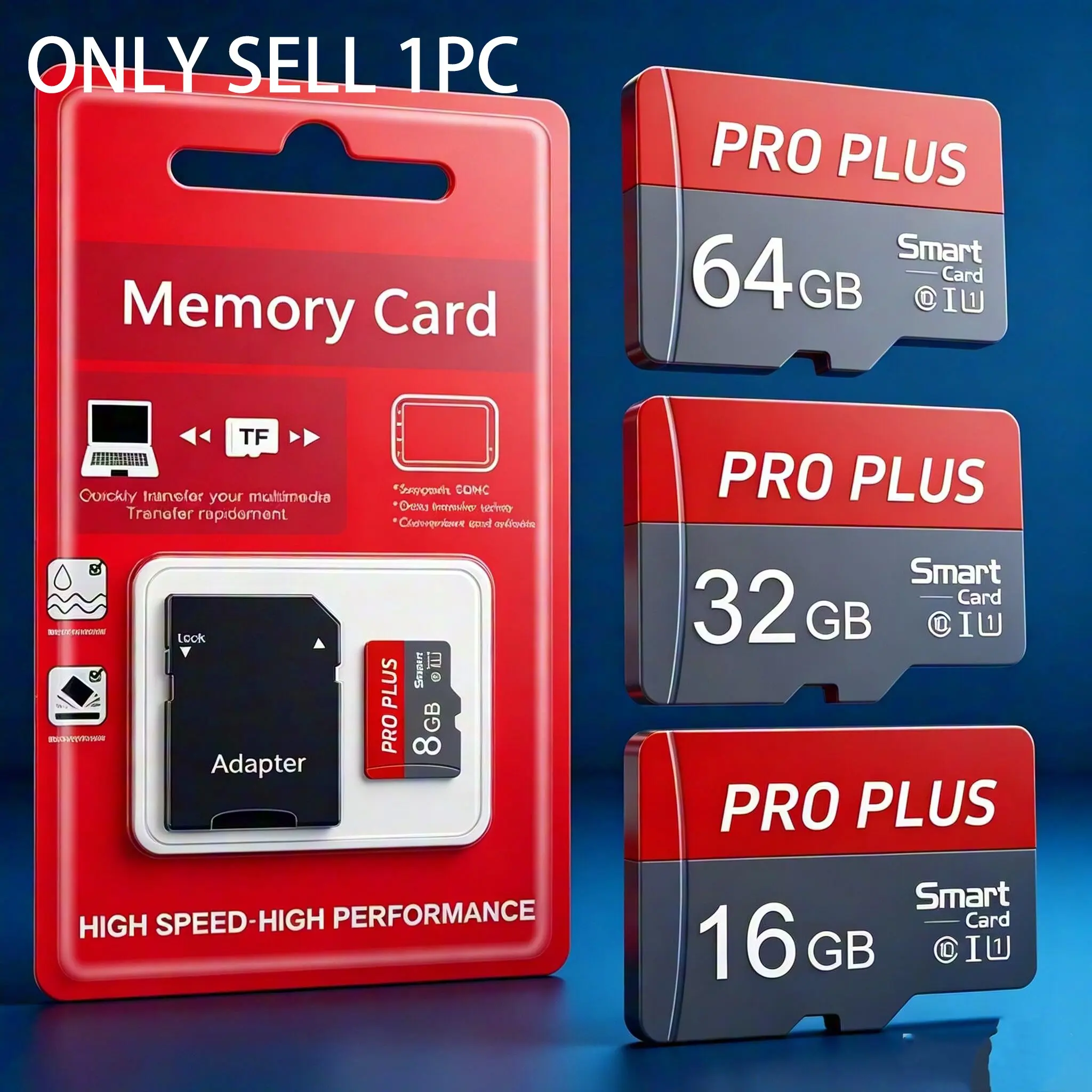 4GB-64GB SD Memory Card for Dash Cam, PC, Car Audio, Mobile Phone, Surveillance Camera, Shockproof Storage Card with Adapter, Camera Accessories