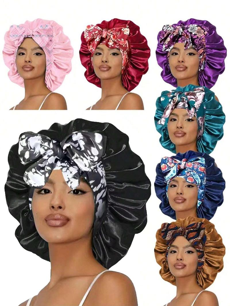 Women's Bow Decor Satin Sleeping Bonnet, Casual Comfortable Hair Care Bonnet, Soft Sleeping Bonnet for Women & Girls, Bonnets for Sleeping