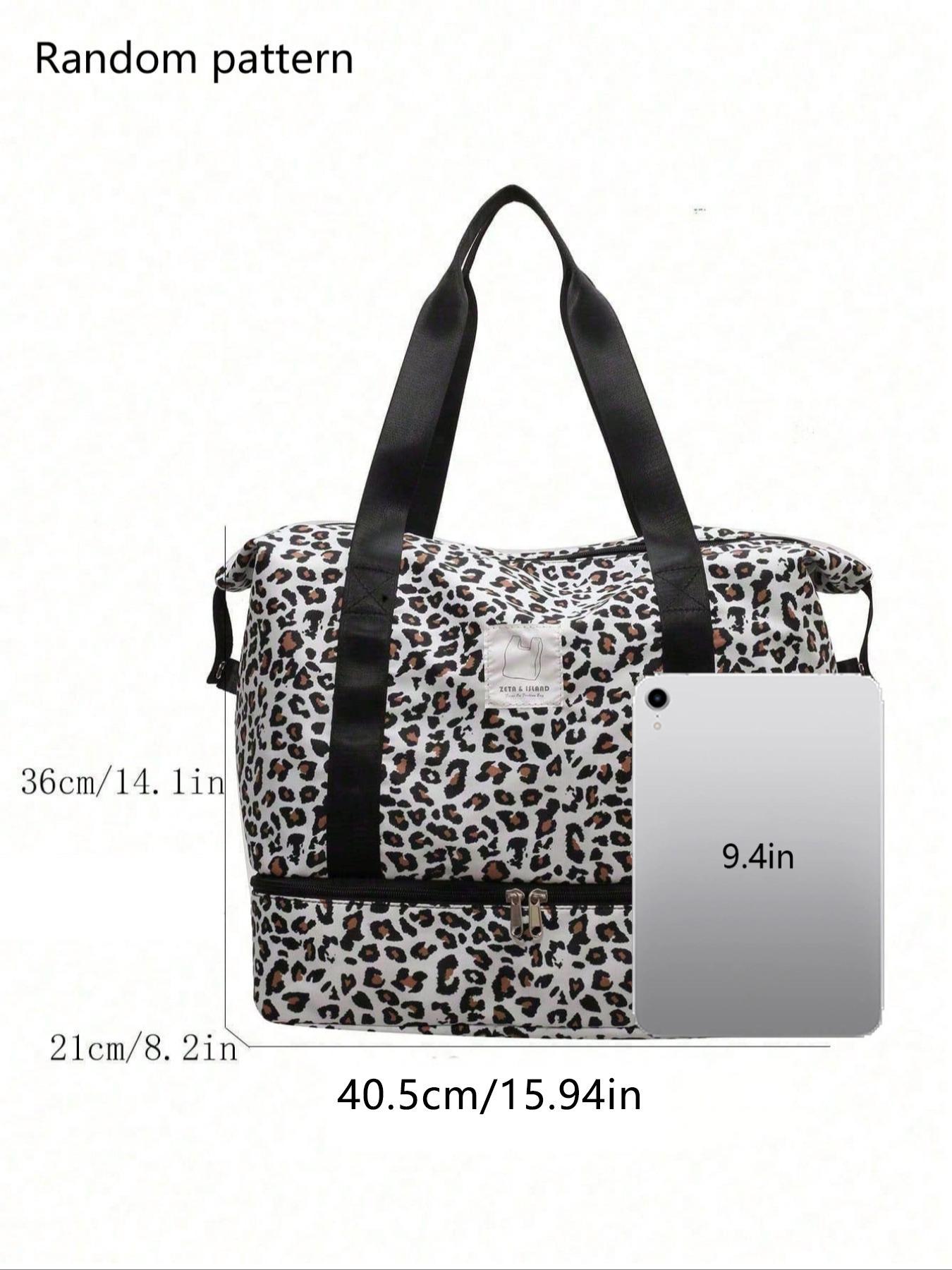 Leopard Print Large Capacity Travel Bag, Lightweight Short-distance Travel Bag, Multi-functional Suitcase Shoulder Bag for Women & Men, Fashionable Patterned Bag, Lightweight Outing Bag, Convenient Carry Bag, Fashionable Duffel Bag, Duffle Bag Travel