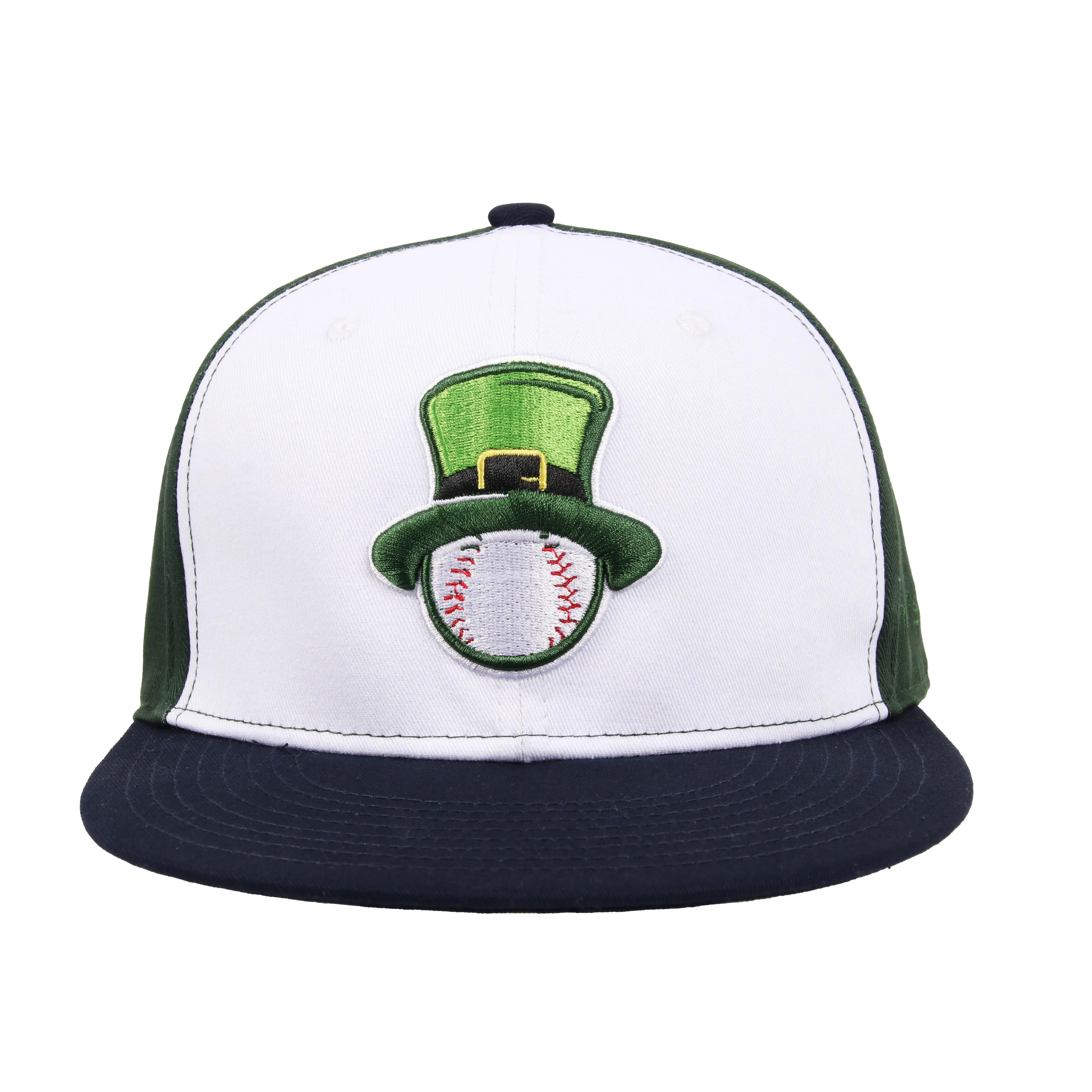 St. Patrick's Day Theme 3D Embroidery Leprechaun Sports Cap for Men-Women, Festival Outfits, 100% Polyester, Classic Flat-Brim, Breathable, Retro, Snap Adjustable Strap, Street Daily All-Match Outdoor Hat, One Size Fit, Top Hat Motif